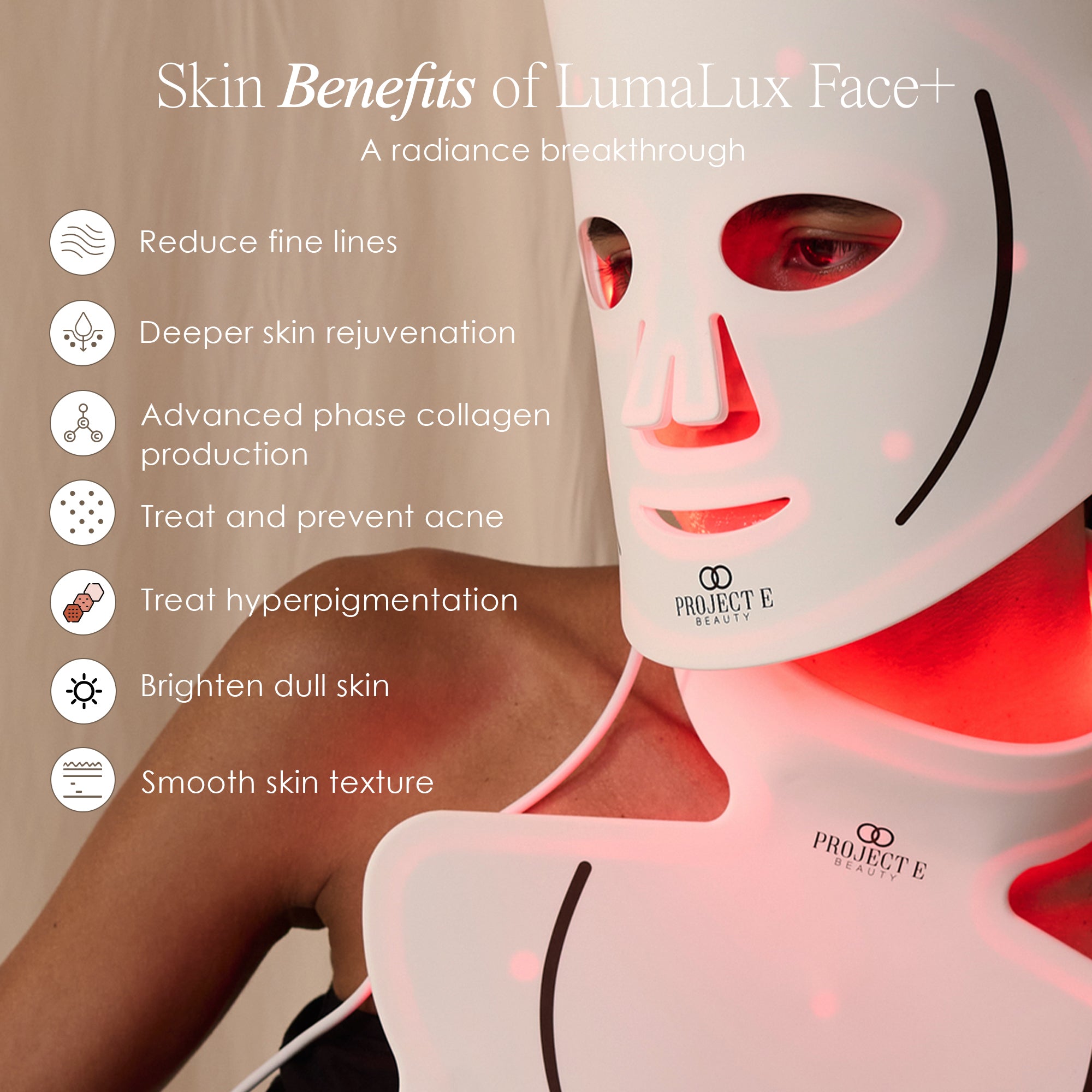 LumaLux Face+ | Pro LED Light Therapy Face & Neck Mask